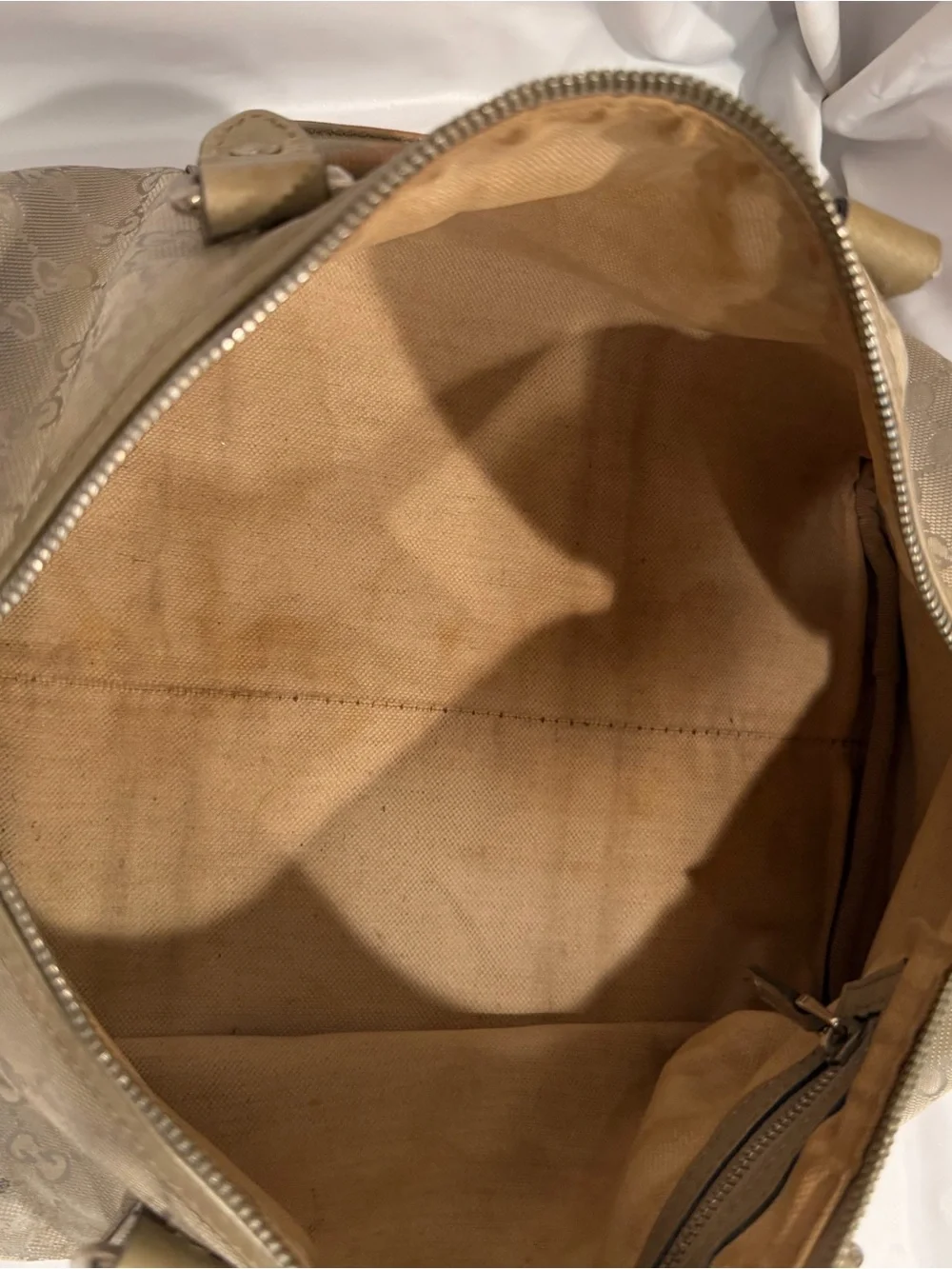 Gucci Taupe GG Monogram Boston Bag